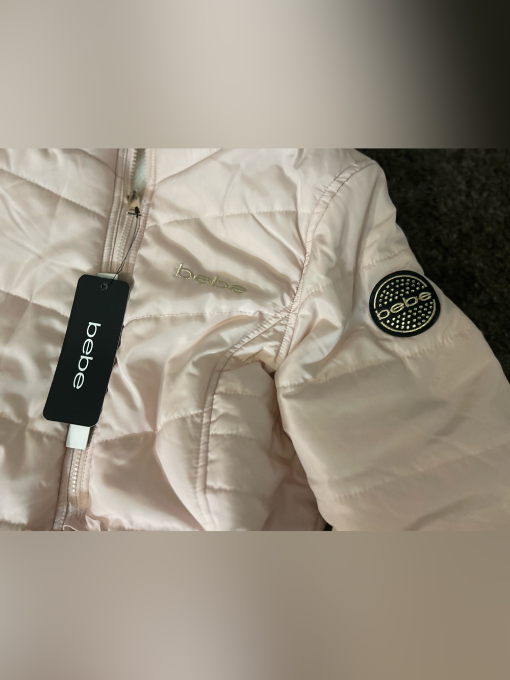 bebe Pale Pink Quilted Hooded Puffer Jacket - Picture 2 of 2